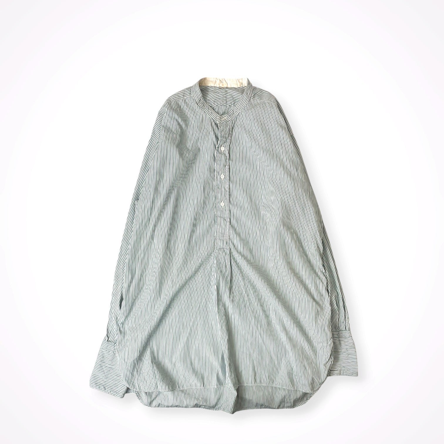 ヴィンテージ　Euroグランパシャツ EURO VINTAGE / 40sフレンチドレスグランパシャツ マチ付 SIZE:16 1/2