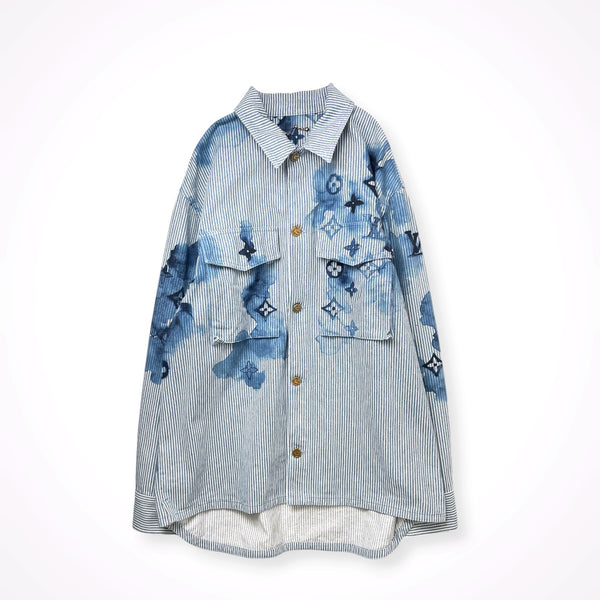 LOUIS VUITTON / 21SS ストライプモノグラムワーク デニムジャケット ヴァージルアブロー SIZE:XL