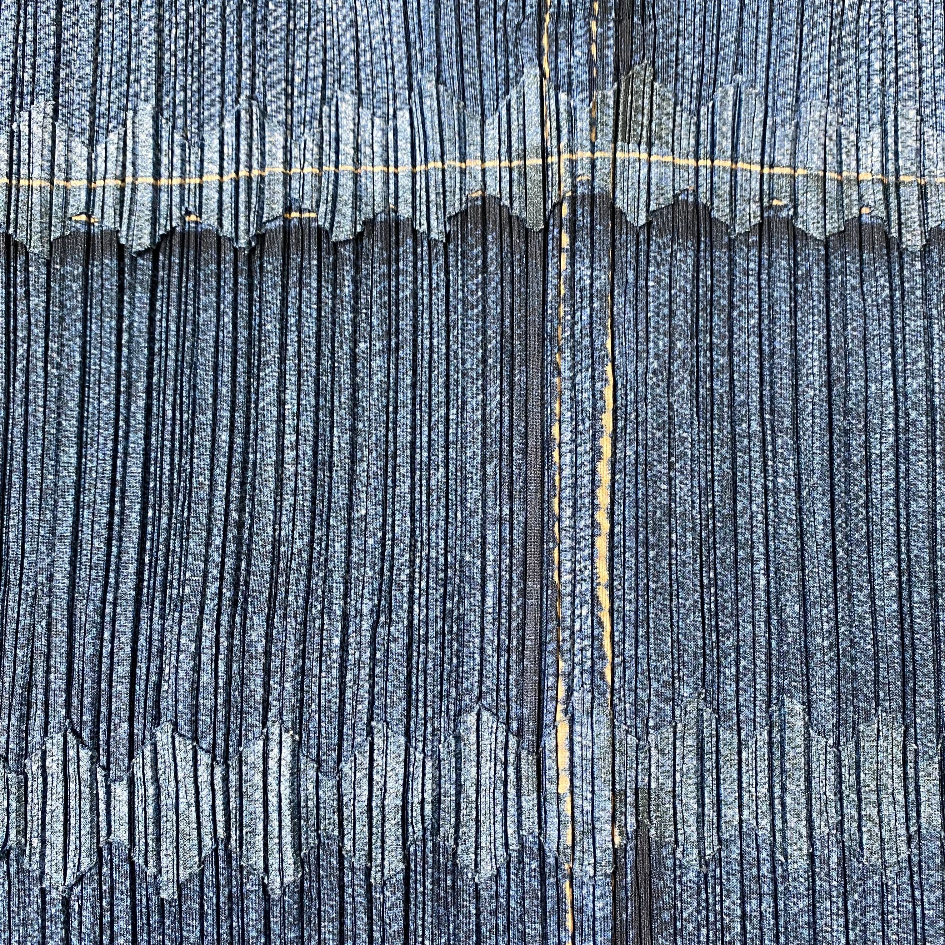 PLEATS PLEASE ISSEY MIYAKE プリーツプリーズ イッセイミヤケ パッチワーク デニム転写 プリーツ シャツ