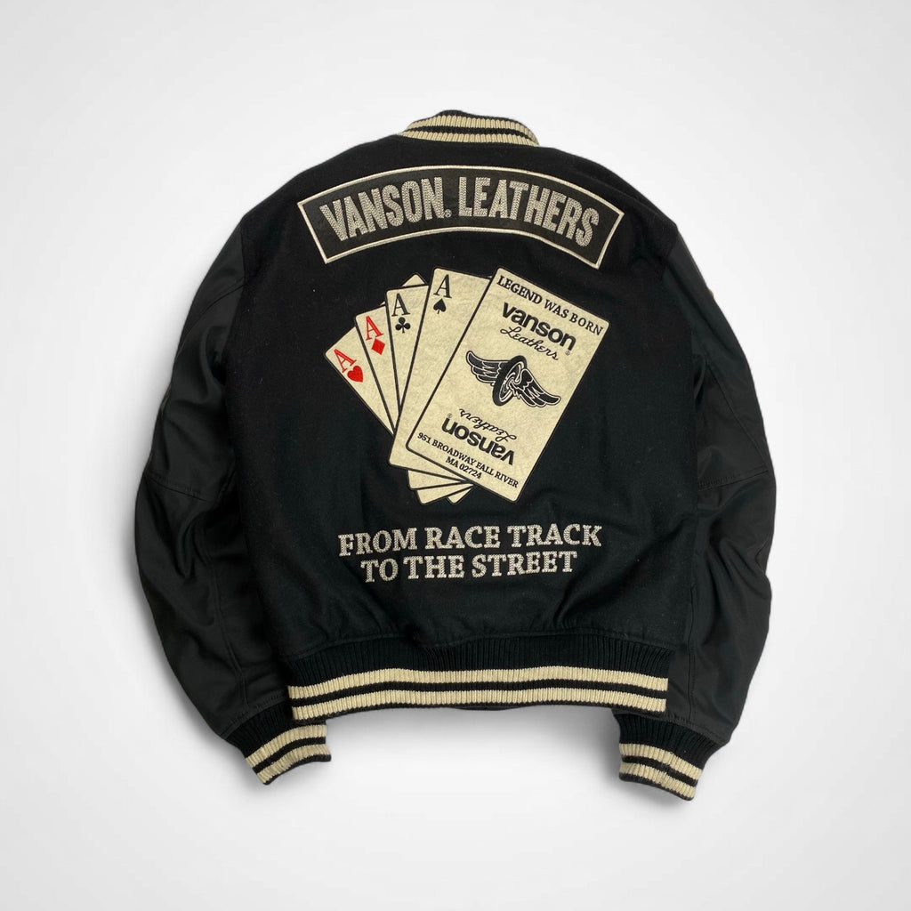 vanson バンソン / アワードジャケット スタジャン ブラック トランプワッペン SIZE:L