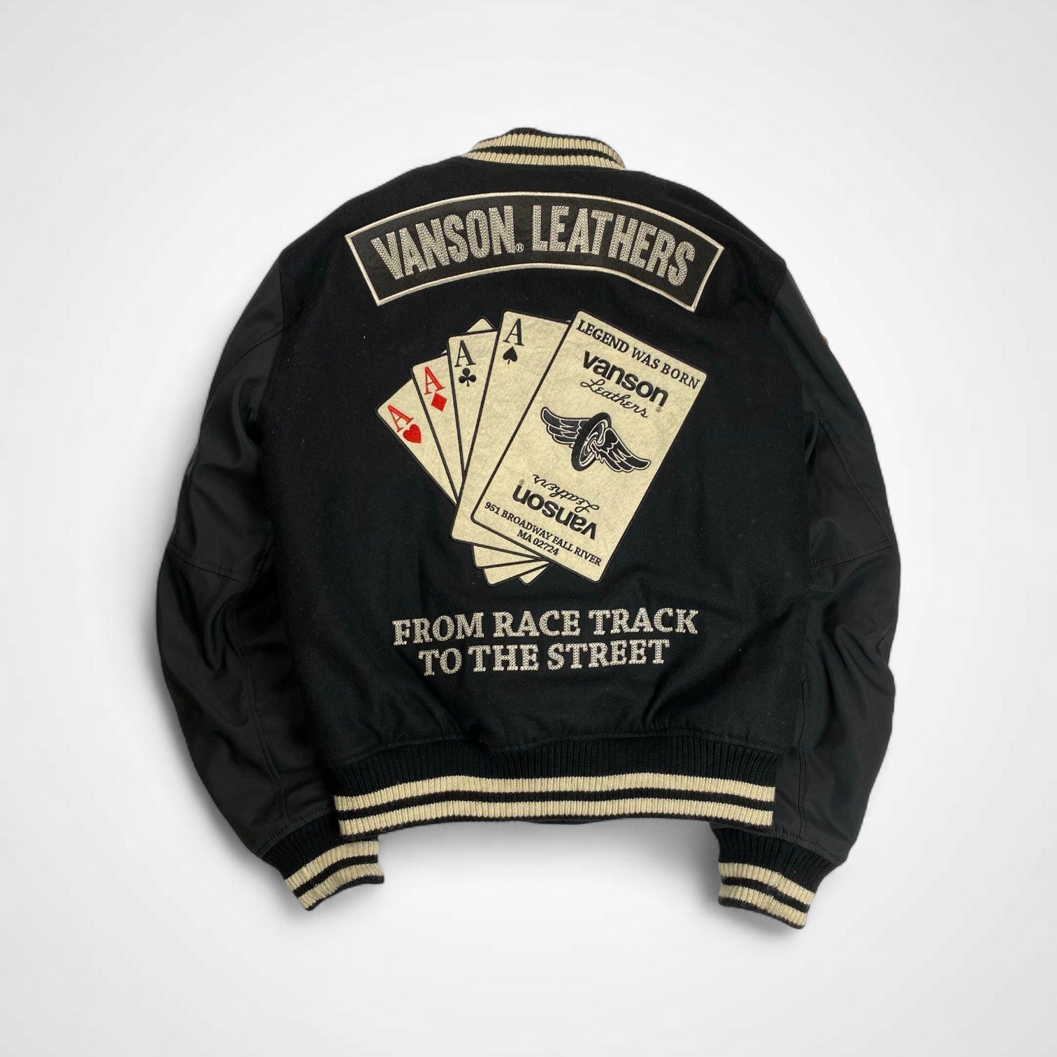 vanson バンソン / アワードジャケット スタジャン ブラック トランプワッペン SIZE:L