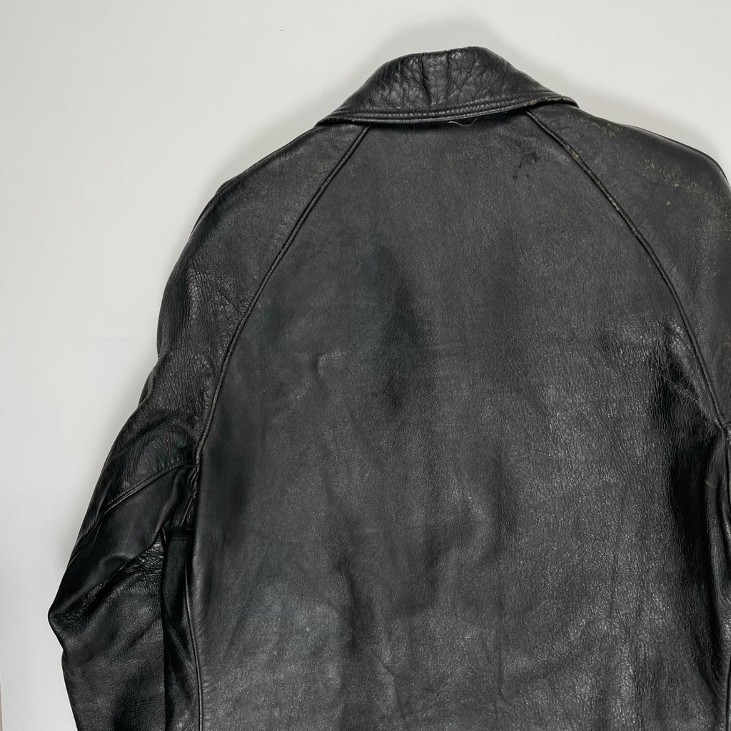 EURO VINTAGE ユーロヴィンテージ / 6-70s フレンチレザーカーコート ステアハイド デニム裏地 SIZE:M程度