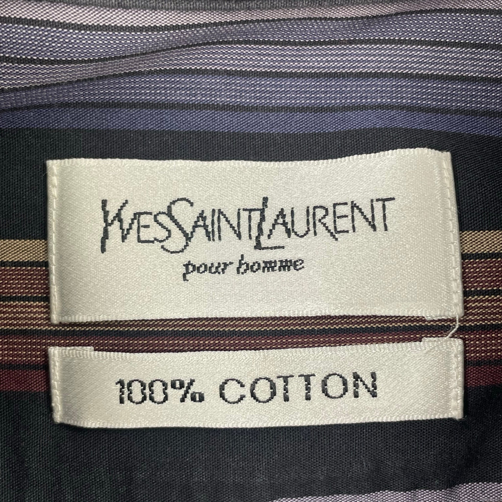 YVES SAINT LAURENT pour homme / VINTAGEストライプシャツ 旧ロゴ SIZE:L