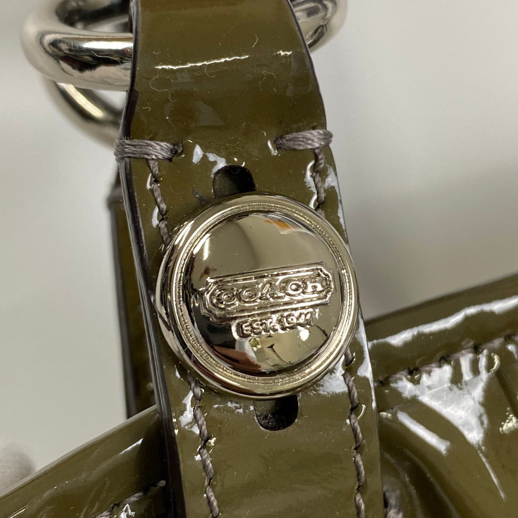 COACH コーチ / パテントレザー 2WAY トートバッグ ショルダーバッグ シグネチャーロゴ F18753 カーキ