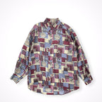 FIONA MACPHAIL / UKパッチワーク柄シルクシャツ モッズ 参考定価：18,000程度 SIZE:L