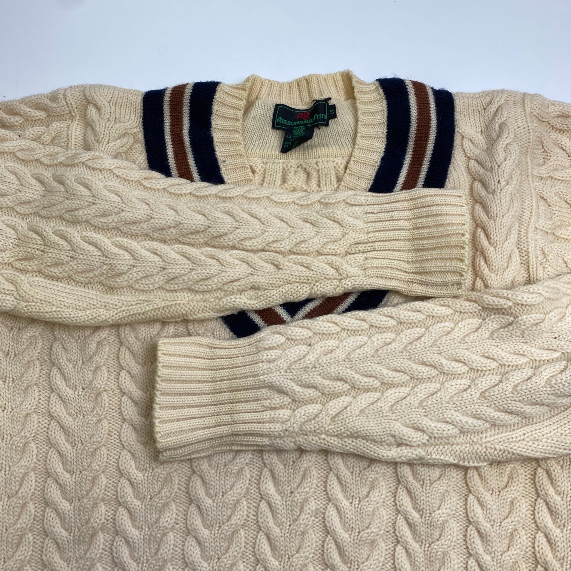 ABERCROMBIE＆FITCH アバクロンビー アンド フィッチ / ヴィンテージ チルデンニット ケーブルニット SIZE:S