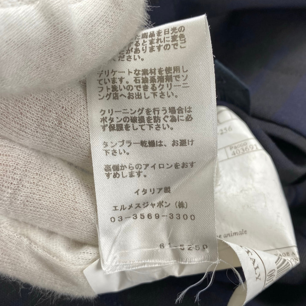 【極美品】 HERMES エルメス / チェック柄 アンコン テーラードジャケット SIZE:48