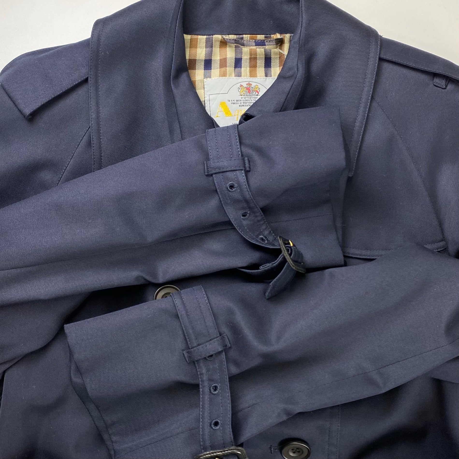 VINTAGE Aquascutum アクアスキュータム / 80s TRENCH COAT トレンチコート Aqua5生地 Dカン SIZE：36SHT(M程度)