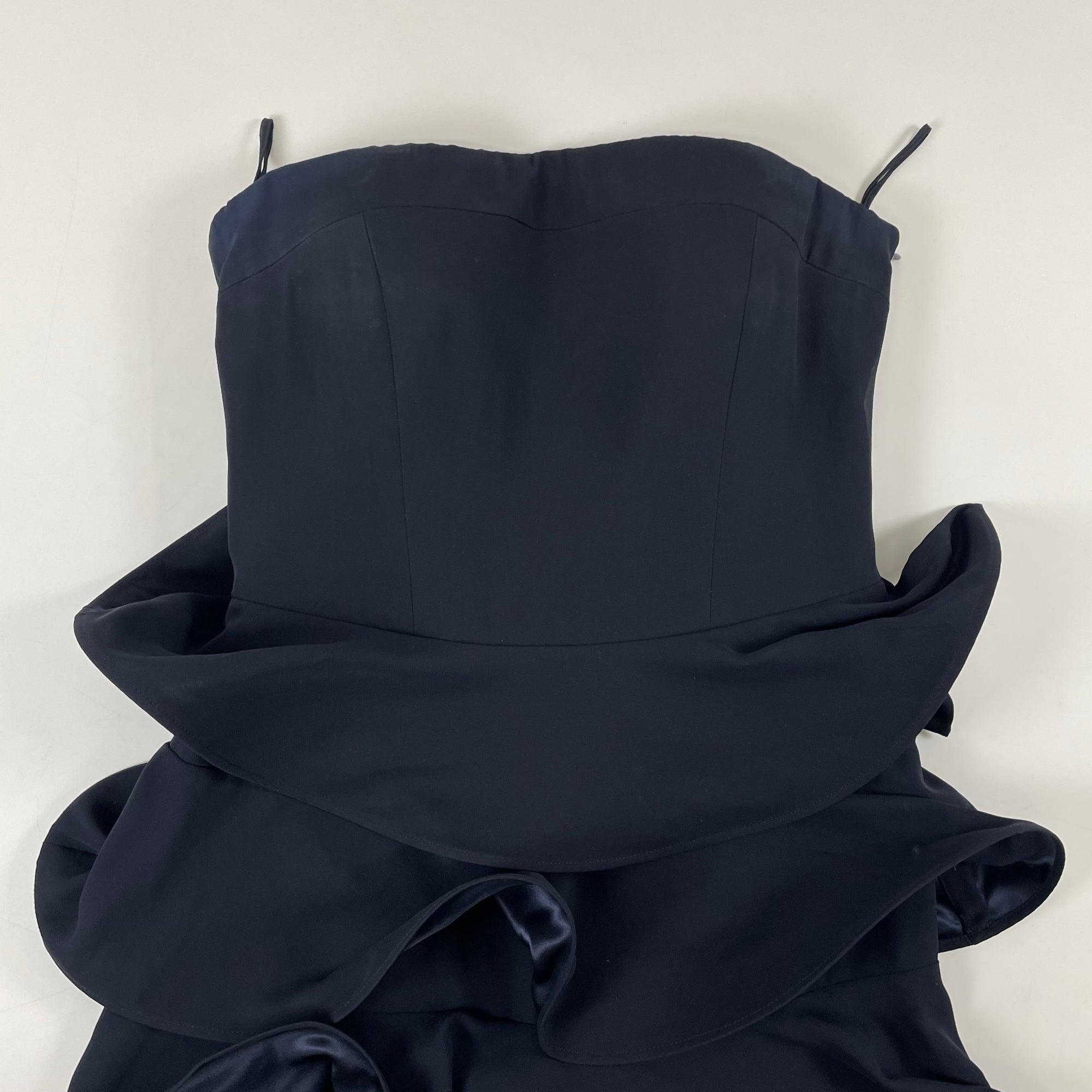 GIORGIO ARMANI / シルクラッフルイブニングドレス 参考定価：600,000程度 SIZE:42