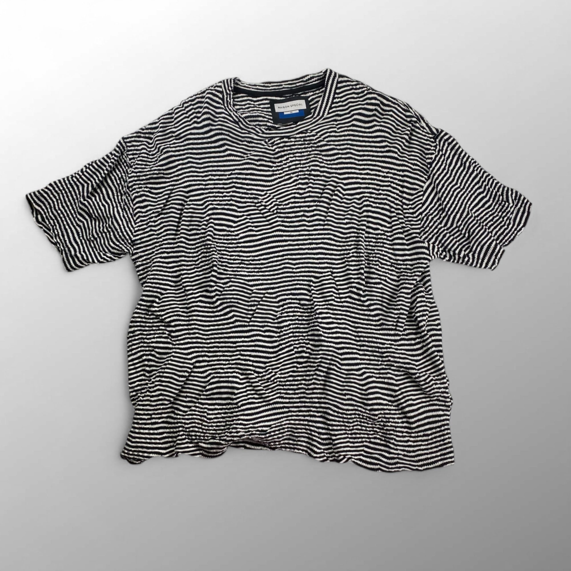 MAISON SPECIAL メゾンスペシャル / Links Jacquard Border Oversized Crew Neck T-shirt ボーダー Tシャツ SIZE：2(L程度)