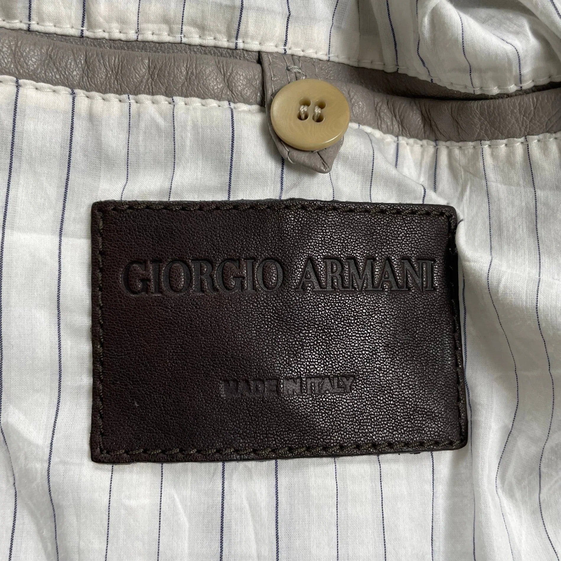 GIORGIO ARMANI ジョルジオ アルマーニ / ラムレザー×リネン 異素材MIX ハリントンジャケット ブルゾン G9タイプ 参考定価：300,000程度 SIZE:46