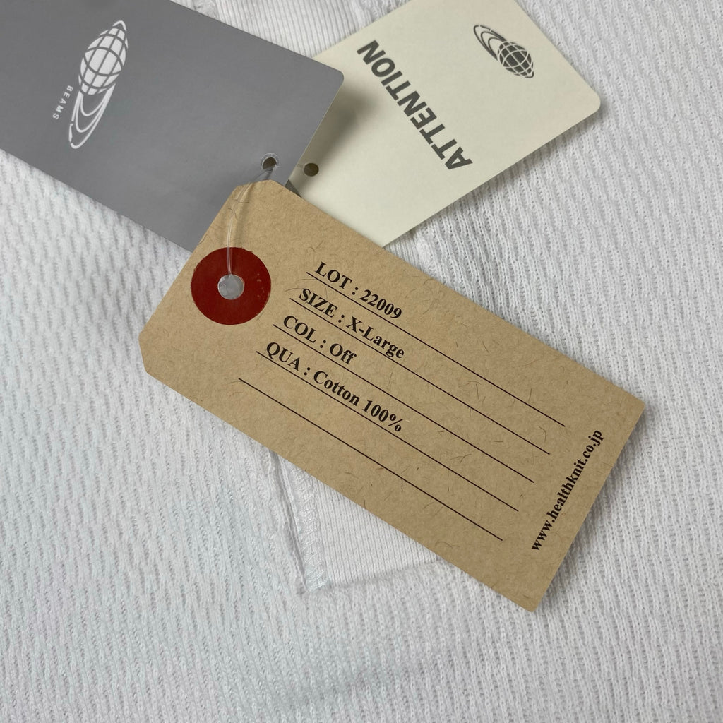 【タグ付】 Healthknit ヘルスニット × BEAMS PLUS ビームスプラス / 別注 Honeycomb Thermal Henry Neck T-shirt ヘンリーネック カットソー 参考定価：7,000+tax SIZE:XL