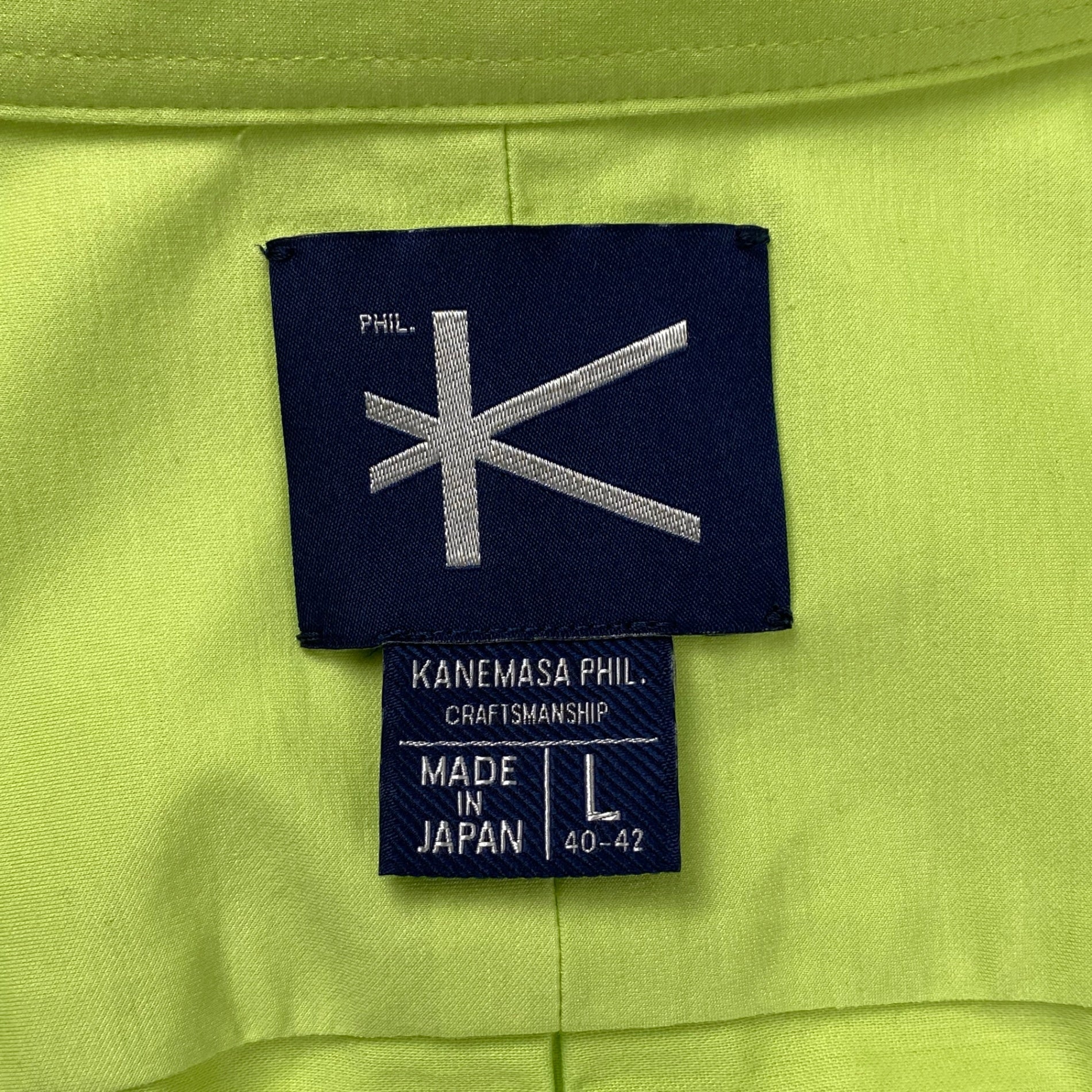 KANEMASA PHIL カネマサ フィル / ROYAL OX DRESS JERSEY SHIRT シャツ ライムグリーン 参考定価：25,000+tax SIZE：L