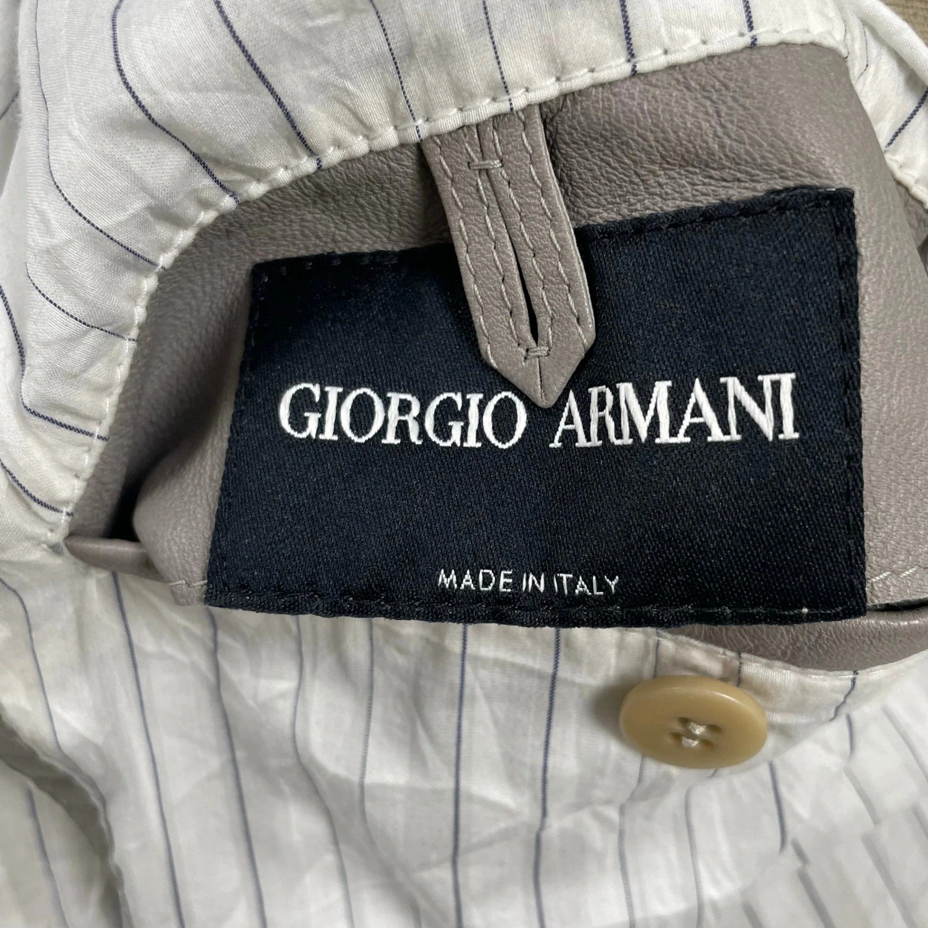 GIORGIO ARMANI ジョルジオ アルマーニ / ラムレザー×リネン 異素材MIX ハリントンジャケット ブルゾン G9タイプ 参考定価：300,000程度 SIZE:46