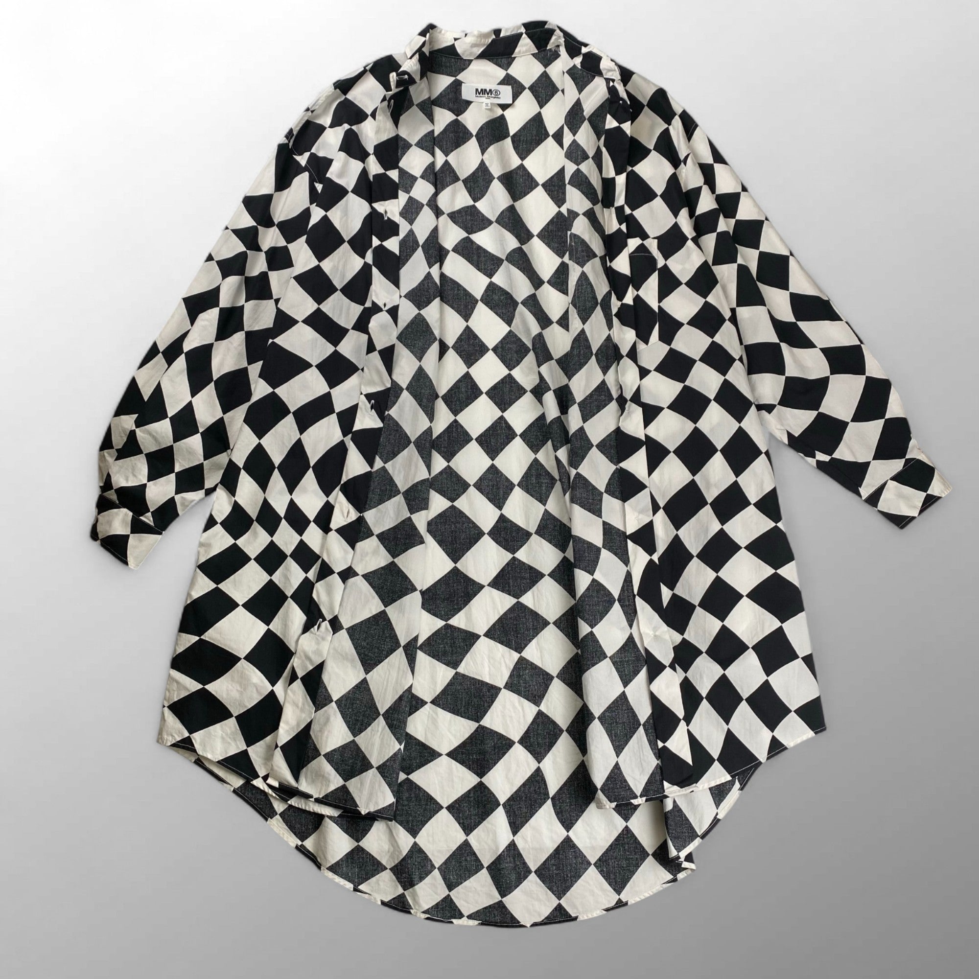 MM6 Maison Margiela  エムエムシックスメゾンマルジェラ / OVERSIZED DISTORTED CHESS PRINT LONG SHIRT チェッカーボード ロングシャツ SIZE：S