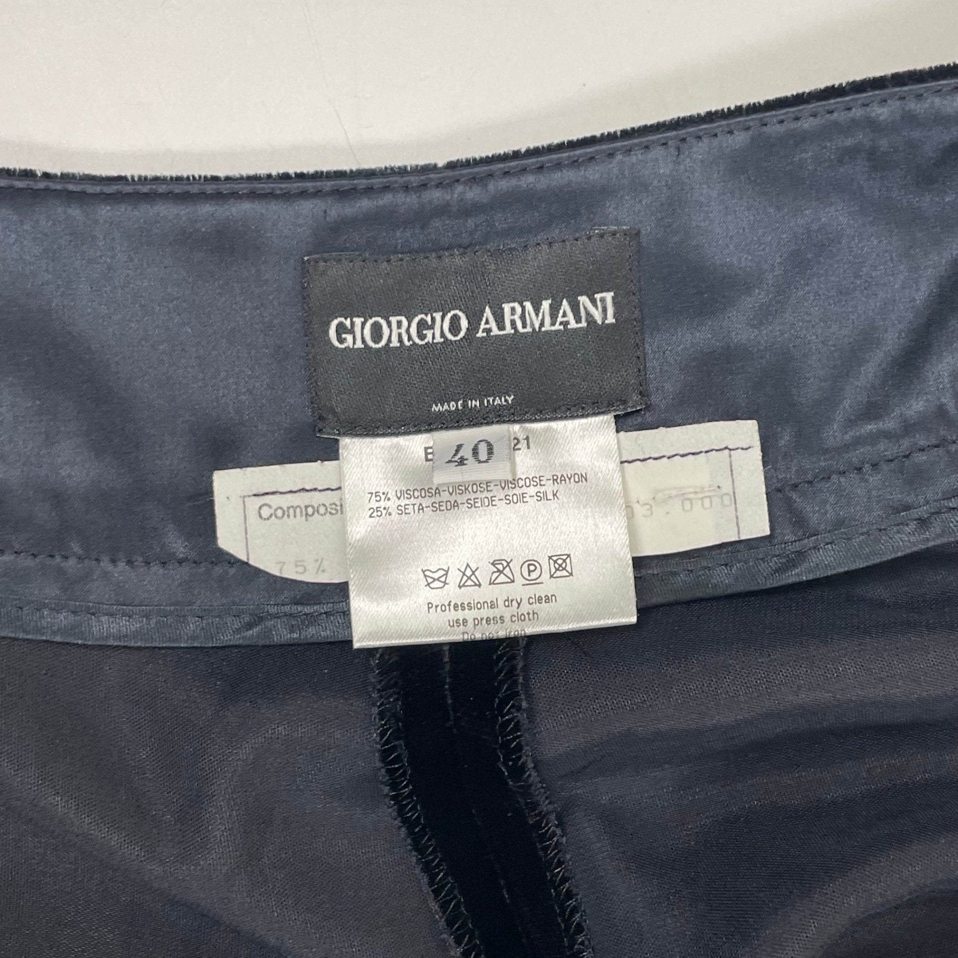 GIORGIO ARMANI / アーカイブ シルクMIXベロアパンツ 参考定価：200,000程度 SIZE:40