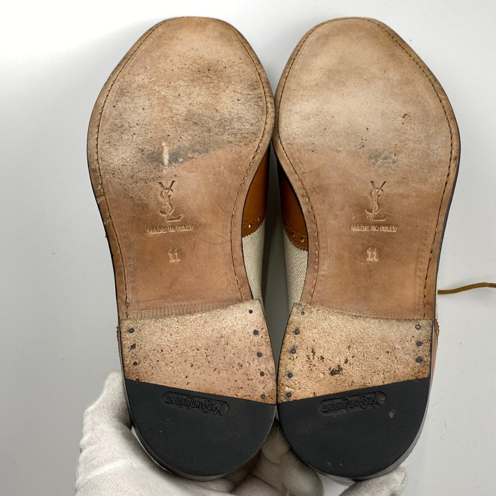 【VINTAGE】 YVES SAINT LAURENT イブサンローラン / ヴィンテージ キャンバス×レザー ウイングチップ SIZE：11