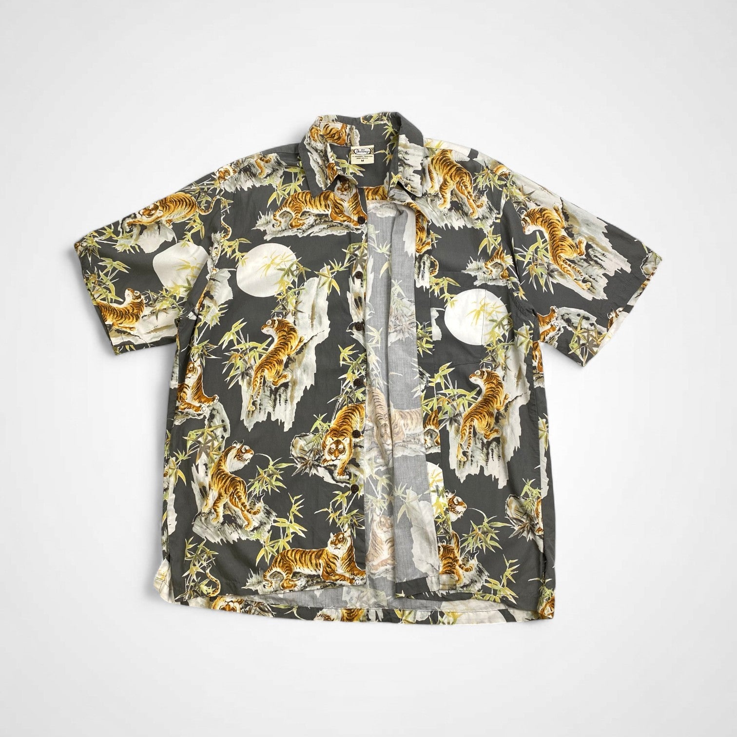 GO BAREFOOT ゴーベアフット / TIGER＆BAMBOO ALOHA アロハシャツ 虎 竹 乱痴気取扱い SIZE:M