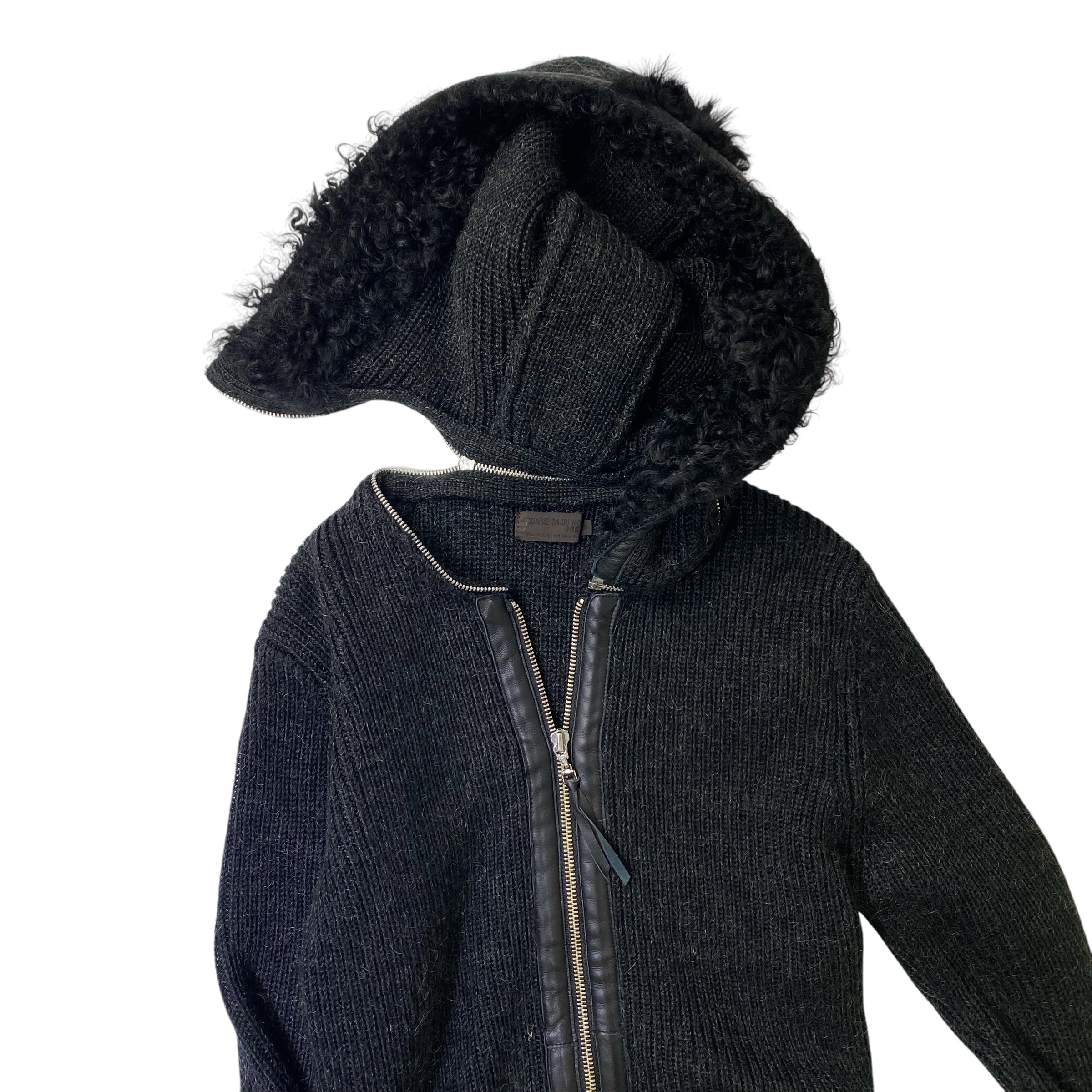 COMME CA DU MODE MEN コムサデモードメン  モヘヤ混ニットパーカー ラムレザー・ラムファー Y2K