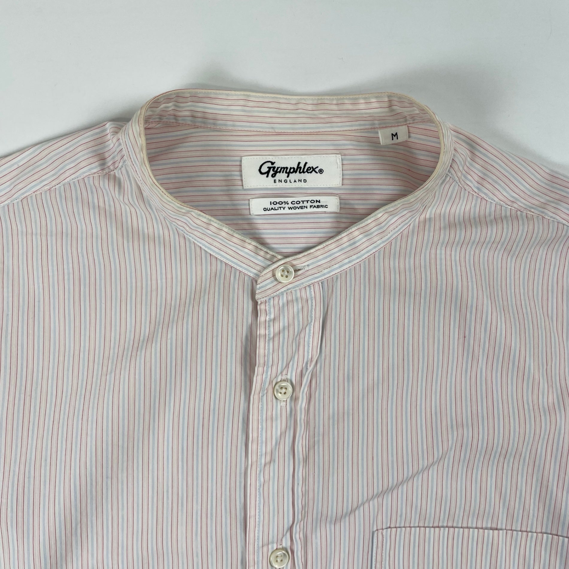 Gymphlex / バンドカラーオーバーシャツ ストライプ 参考定価：14,000+tax SIZE:M