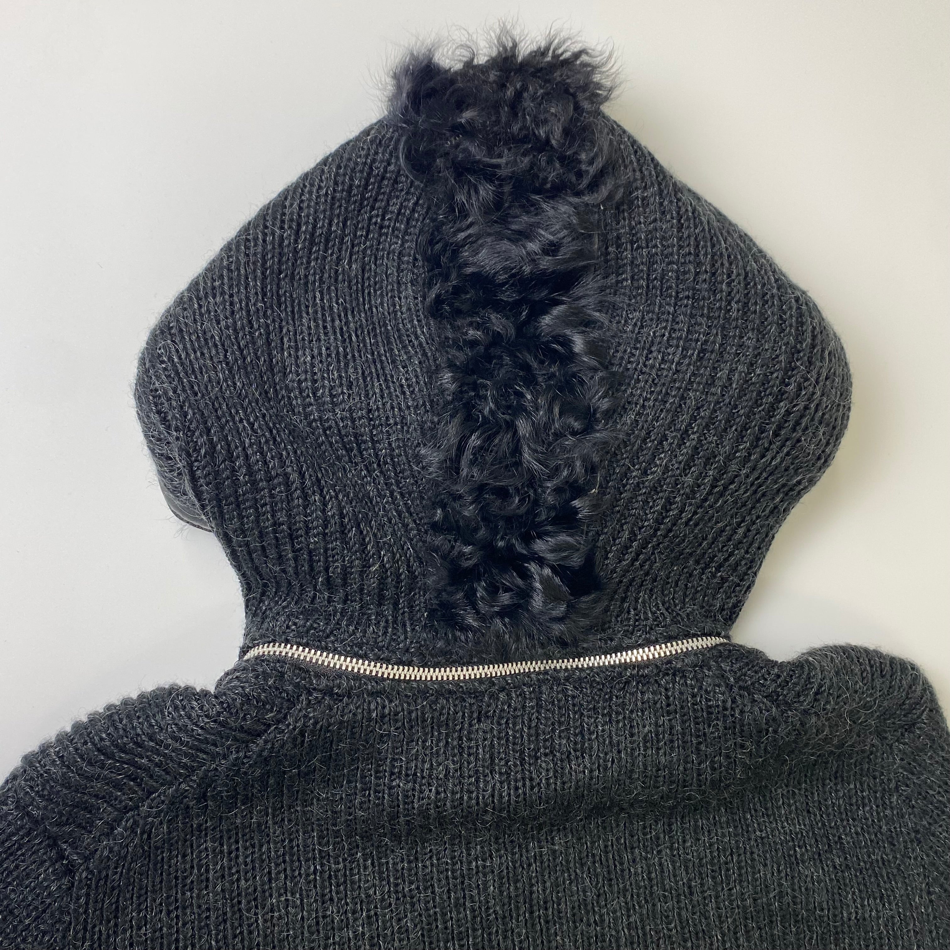 COMME CA DU MODE MEN コムサデモードメン  モヘヤ混ニットパーカー ラムレザー・ラムファー Y2K