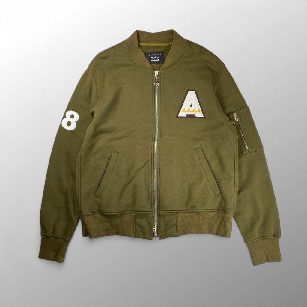 ACANTHUS アカンサス × muta MARINE ムータマリン / コラボ MA-1ジャケット スウェット地 カーキ SIZE:M