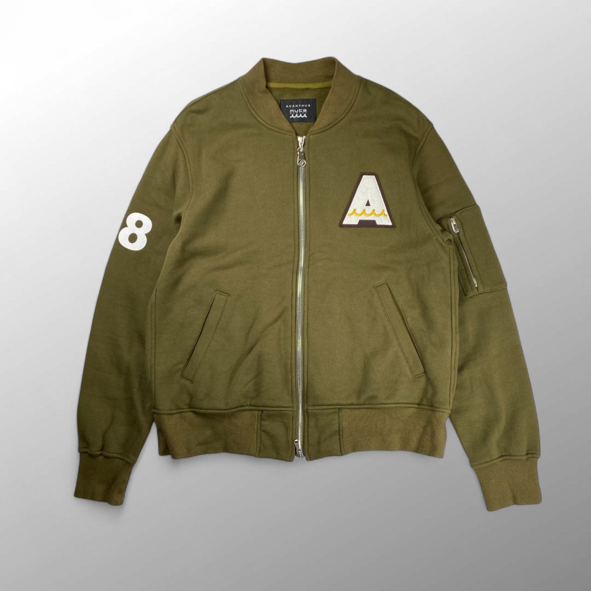 ACANTHUS アカンサス × muta MARINE ムータマリン / コラボ MA-1ジャケット スウェット地 カーキ SIZE:M