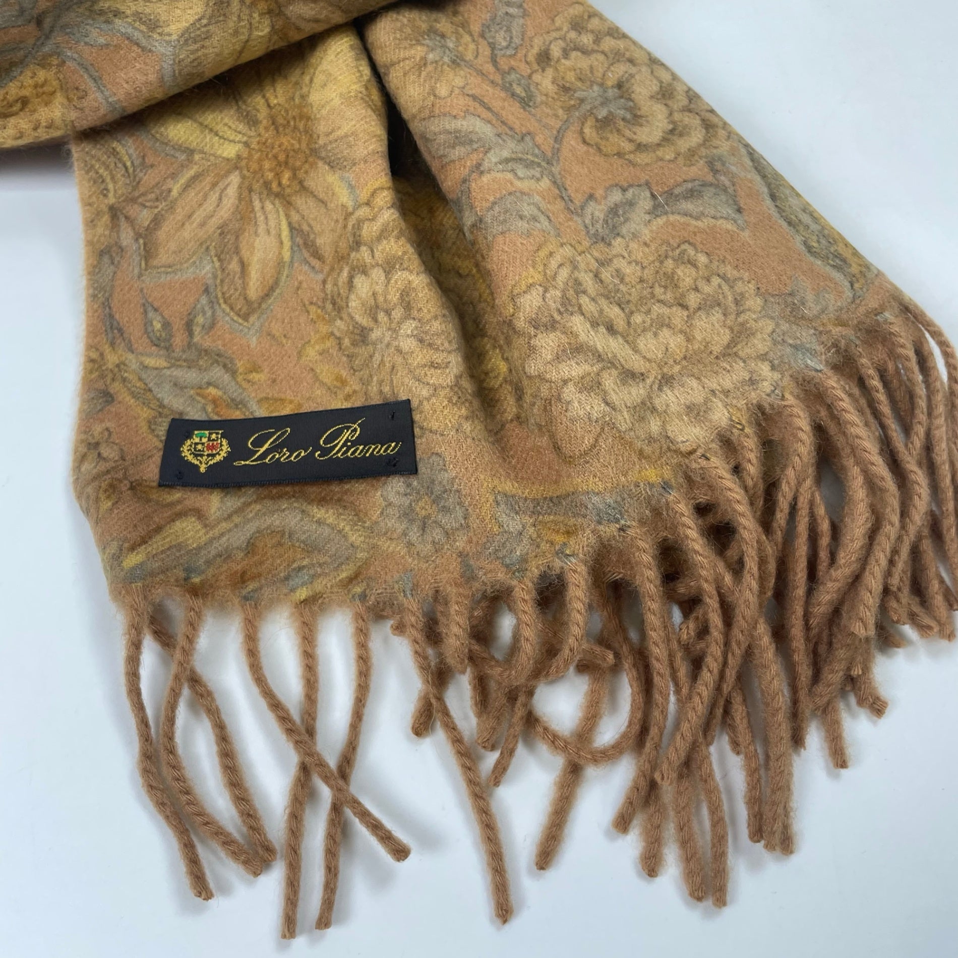 Loro Piana ロロピアーナ / フラワープリント ピュアカシミヤマフラー 美品 SIZE:45.5×178