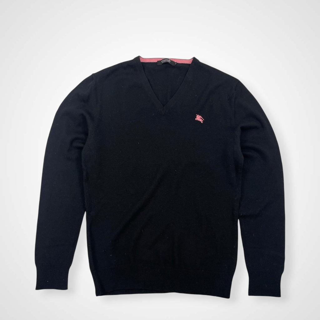 BURBERRY BLACK LABEL バーバリーブラックレーベル / ワンポイントVネックニット 参考定価：25,000程度 SIZE:2