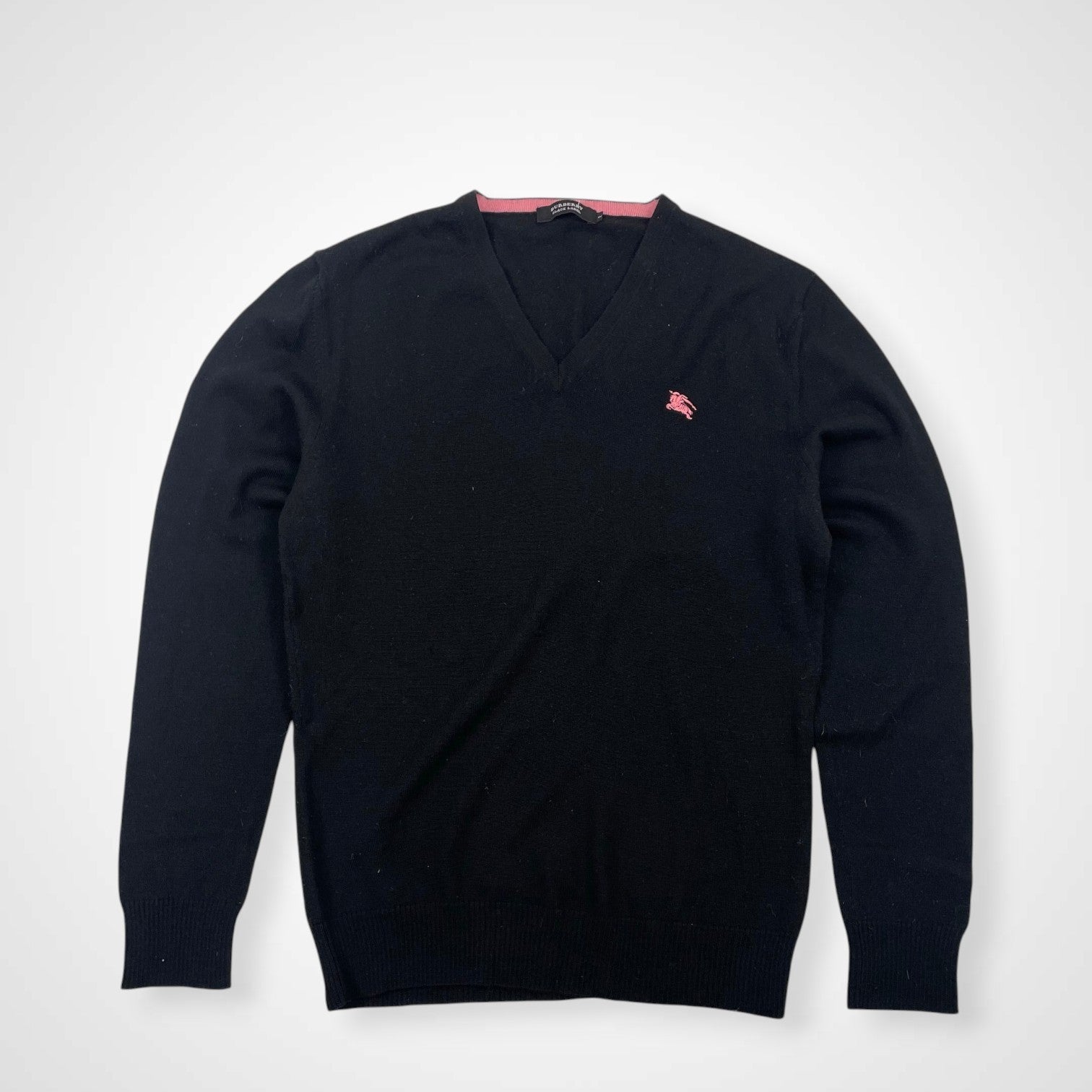 BURBERRY BLACK LABEL バーバリーブラックレーベル / ワンポイントVネックニット 参考定価：25,000程度 SIZE:2