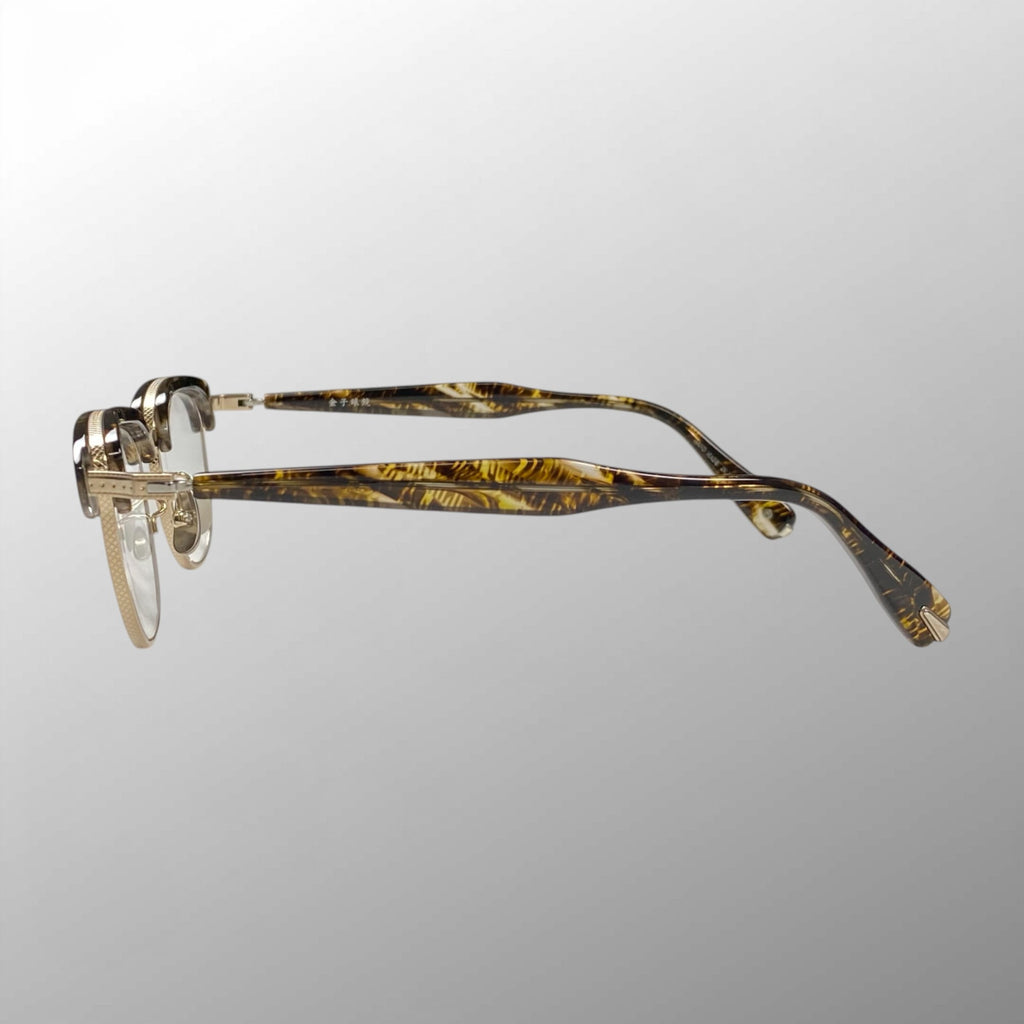 金子眼鏡 「PREMIUM」ライン / サーモント シルバーコンビ ブラウンイエロー 度なしクリアレンズ  参考定価：82,000+tax