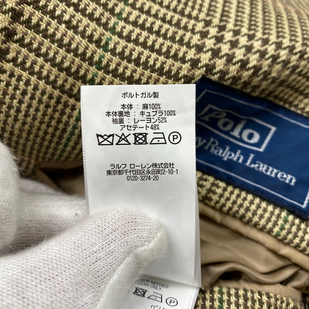 【HARITAGE ICON】 Polo by Ralph Lauren ポロ バイ ラルフローレン / リネン100％ 段返り ツイードジャケット 参考定価：150,000程度 SIZE:36S