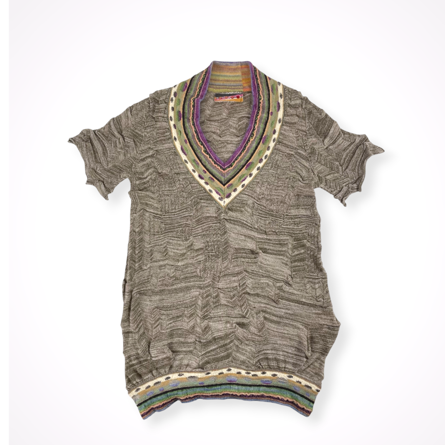 M.&KYOKO / Vネックニットチュニック 参考定価：30,000程度 SIZE:2