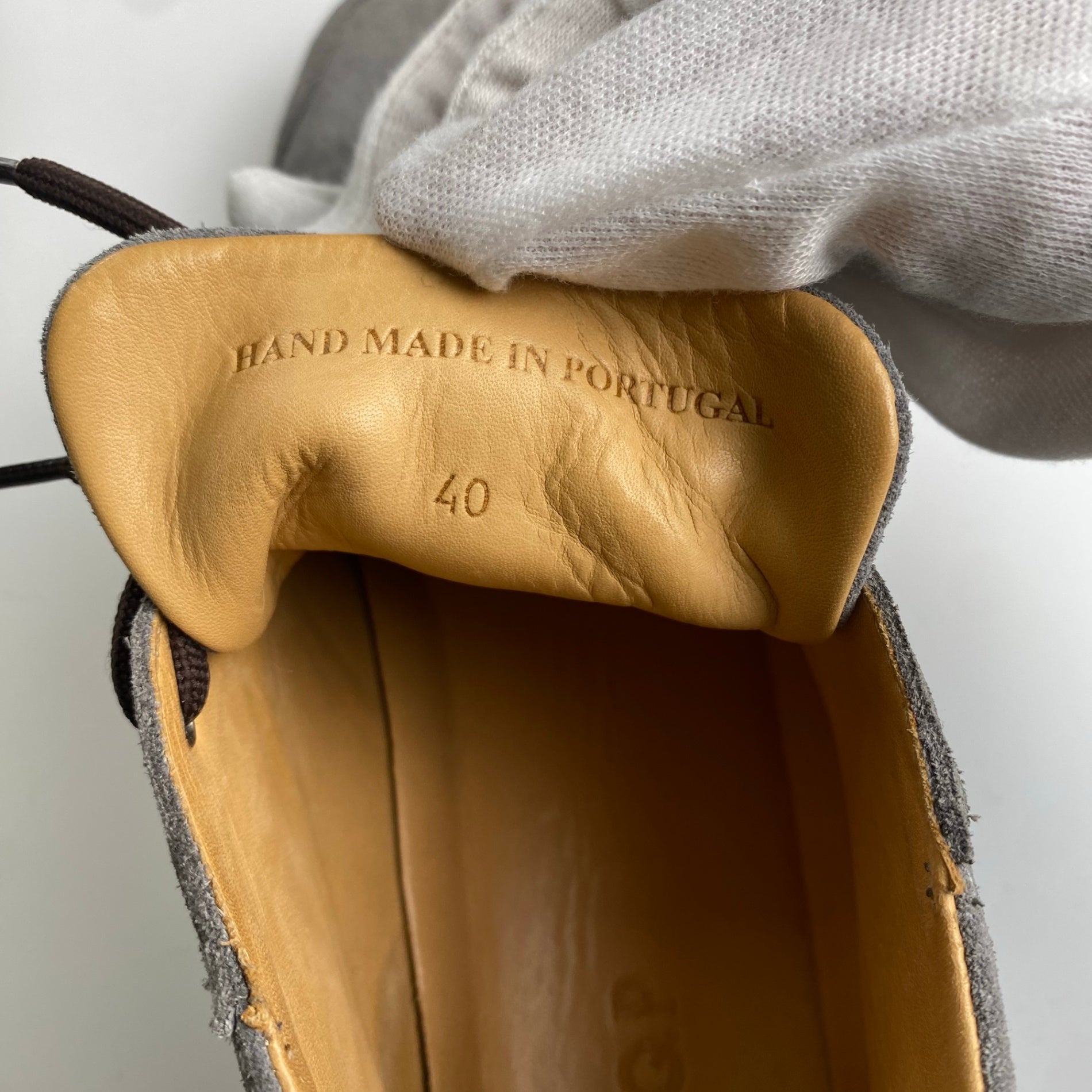 【美品】 C.QP シーキューピー / カーフスウェードミッドスニーカー レザー グレー HAND MADE 参考定価：5-60,000程度 SIZE;40(26.5-27cm)