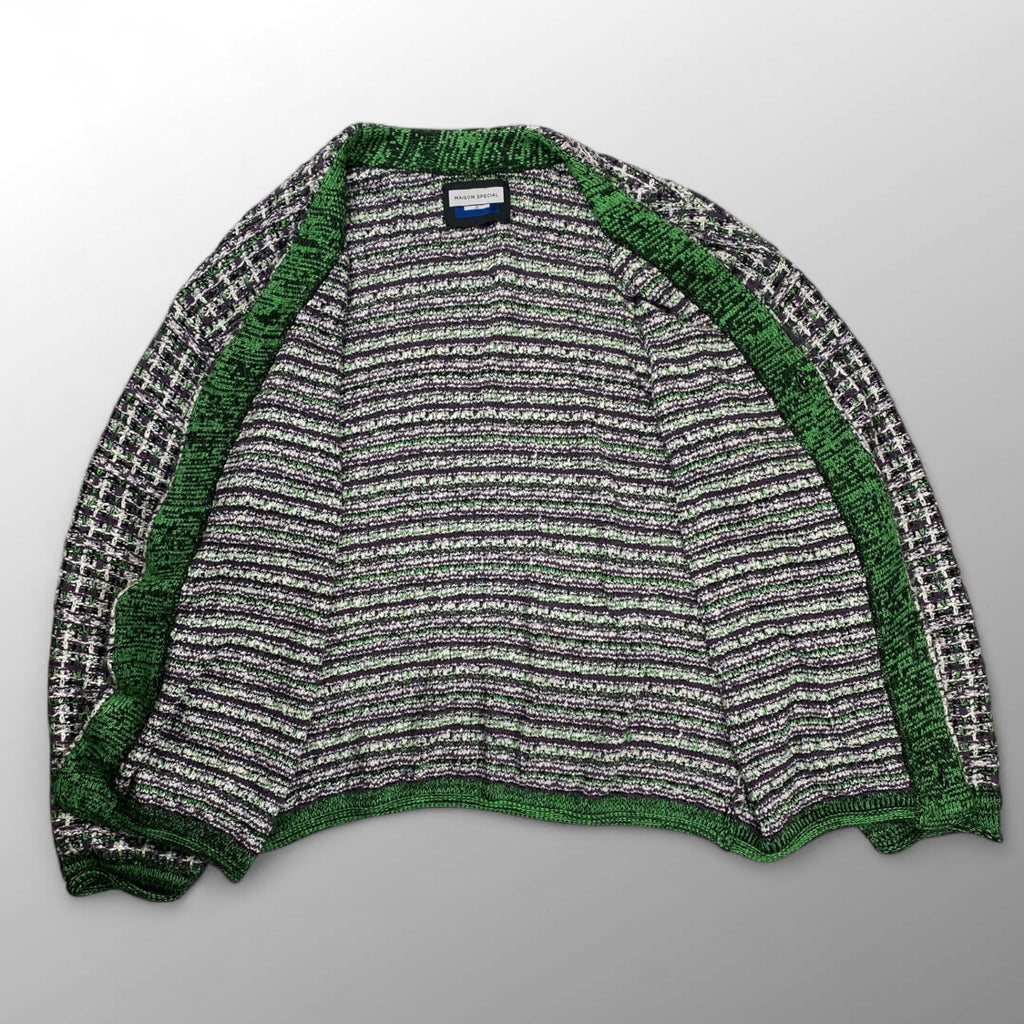 MAISON SPECIAL メゾンスぺシャル / TWEEDYプライムオーバーVネックニットカーディガン ツイード SIZE:01