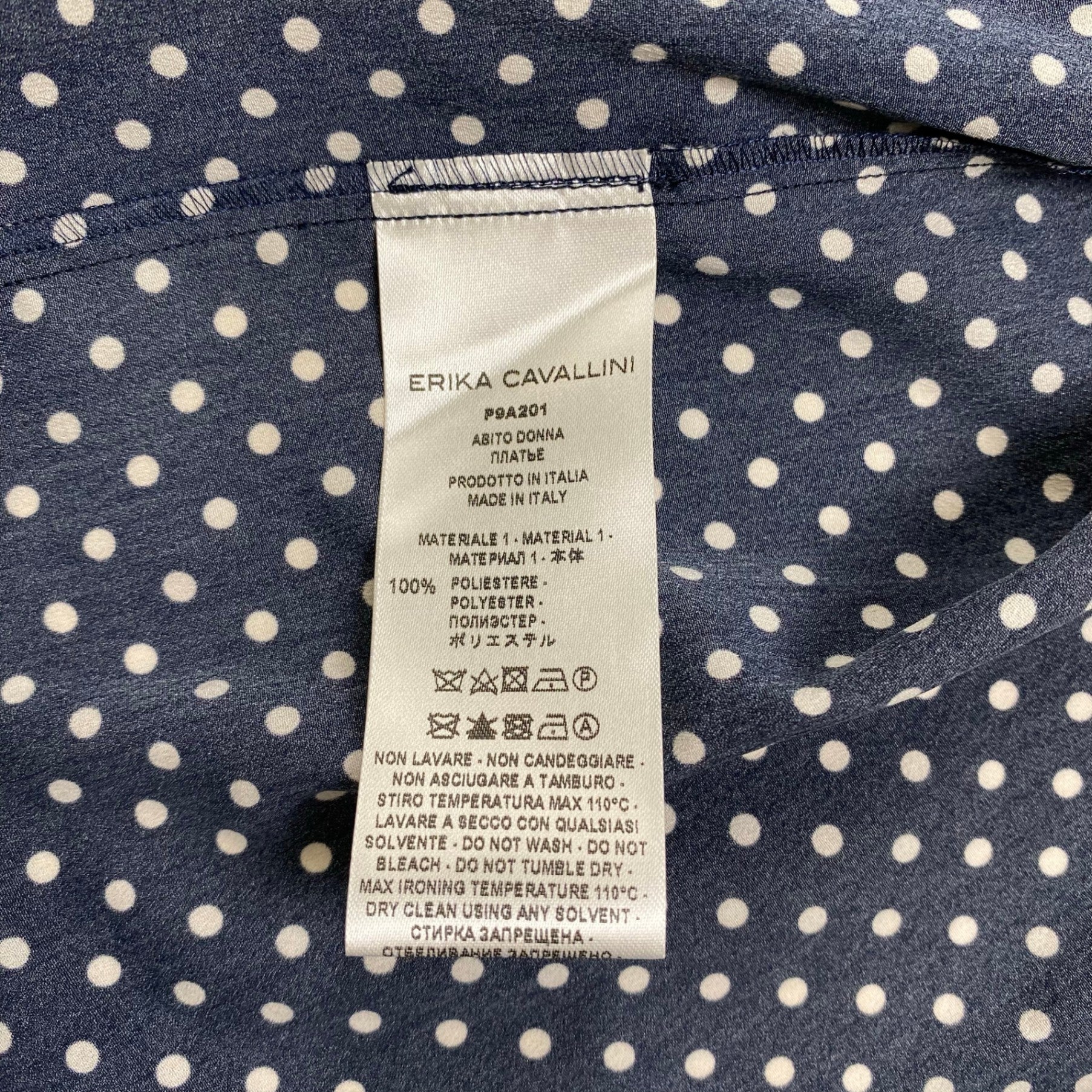 ERIKA CAVALLINI エリカ カヴァリーニ / ドット柄 2WAYシャツワンピース ネイビー 参考定価：50,000程度 SIZE:42