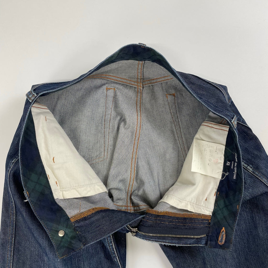 COMME des GARCONS HOMME / 11SS ブラックウォッチ切替デニムパンツ SIZE:XS