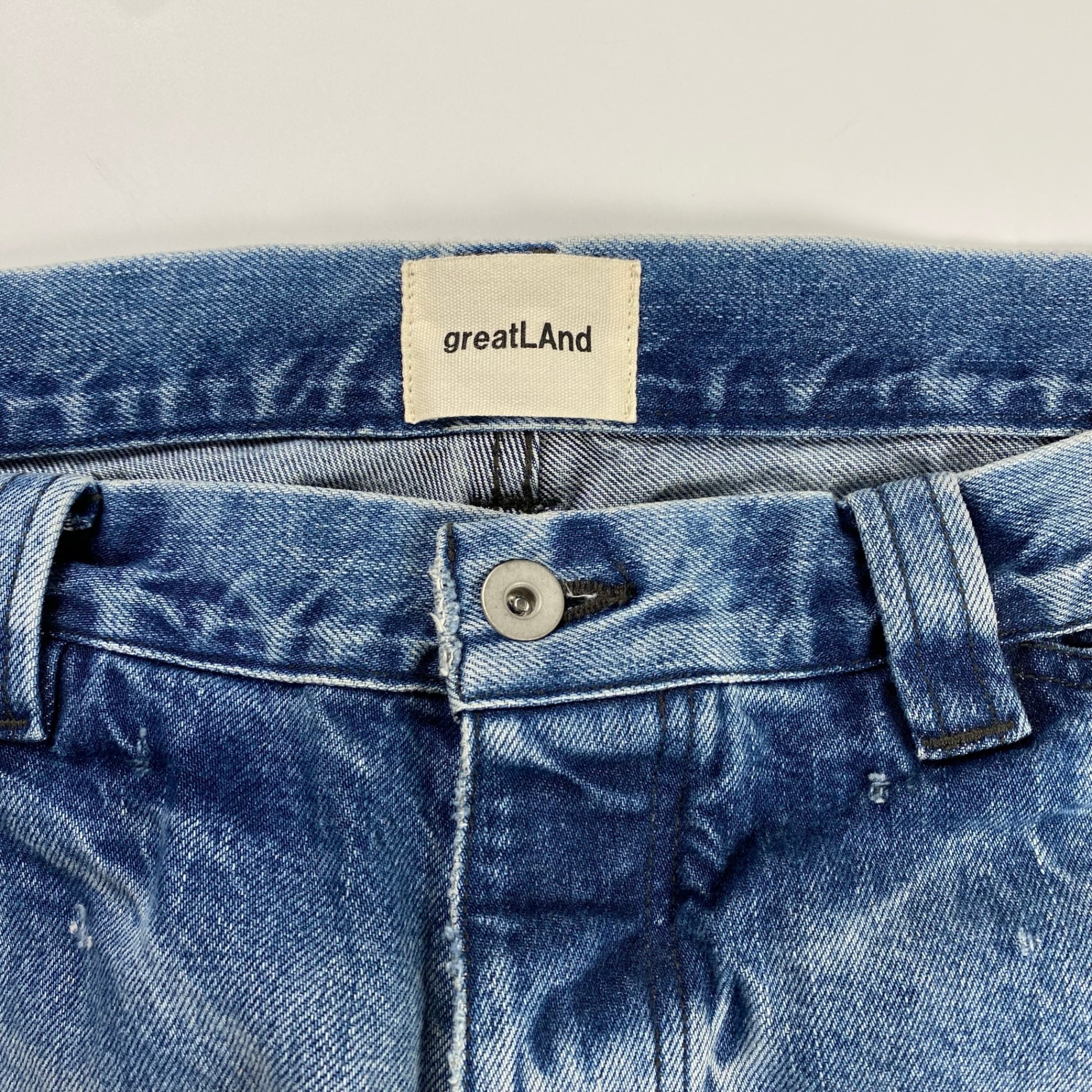 greatLAnd ORIGINAL / BAD BOY DOUBLE FRONT DENIM ダメージ デニムパンツ SIZE:L