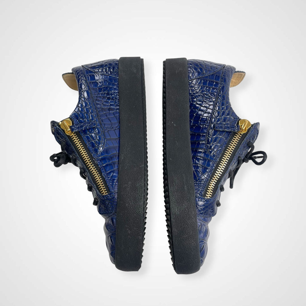 GIUSEPPE ZANOTTI ジュゼッペ ザノッティ / クロコ型押しスニーカー ネイビー 美品 参考定価：90,000程度 SIZE:43