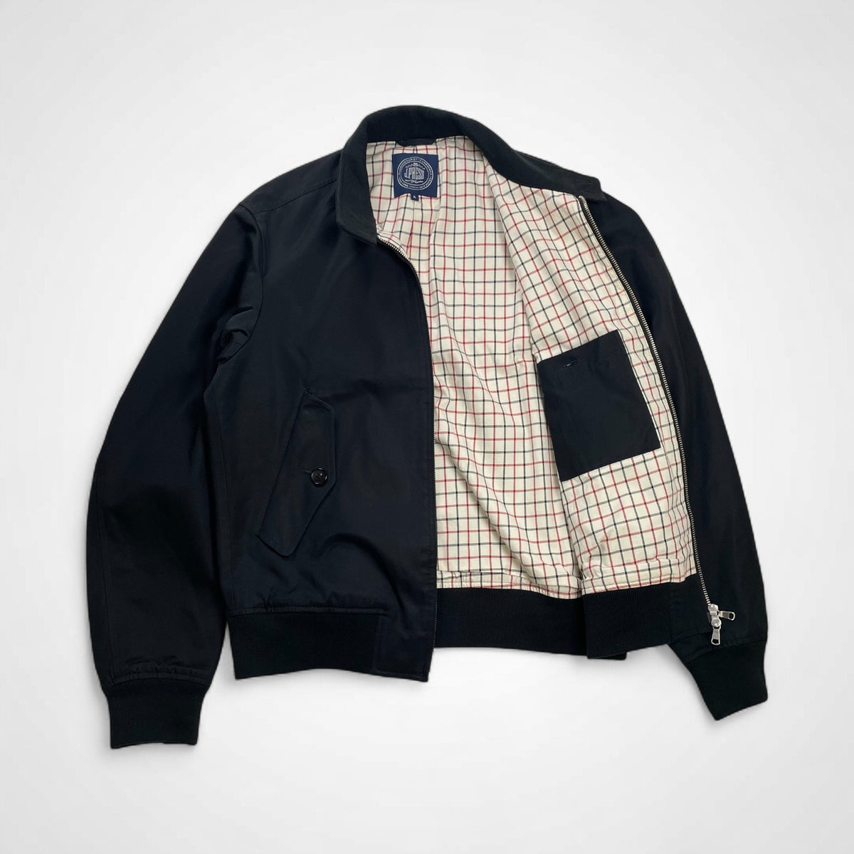 J.PRESS ジェイプレス / G-9TYPE コットンキュプラ ハリントンジャケット ネイビー×ホワイト 極美品 参考定価：50,000程度 SIZE:LL