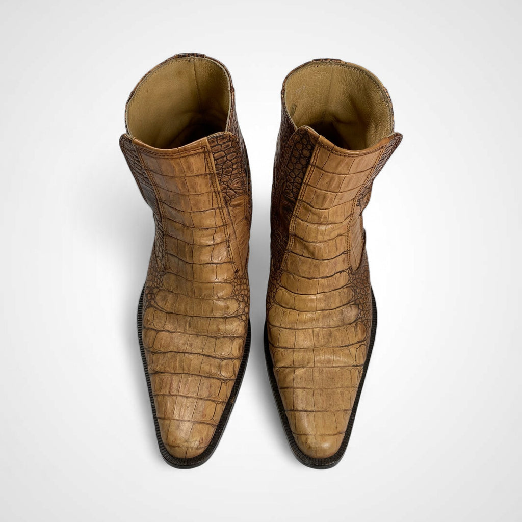 TORNADO MART トルネードマート / クロコ型押し レザーブーツ ブラウン SIZE:S(25-25.5cm程度)