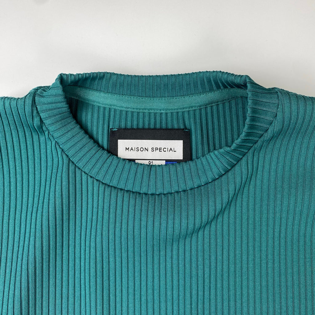 MAISON SPECIAL メゾンスぺシャル / オメガリブプライムオーバーロングスリーブTシャツ グリーン SIZE：01(L程度)