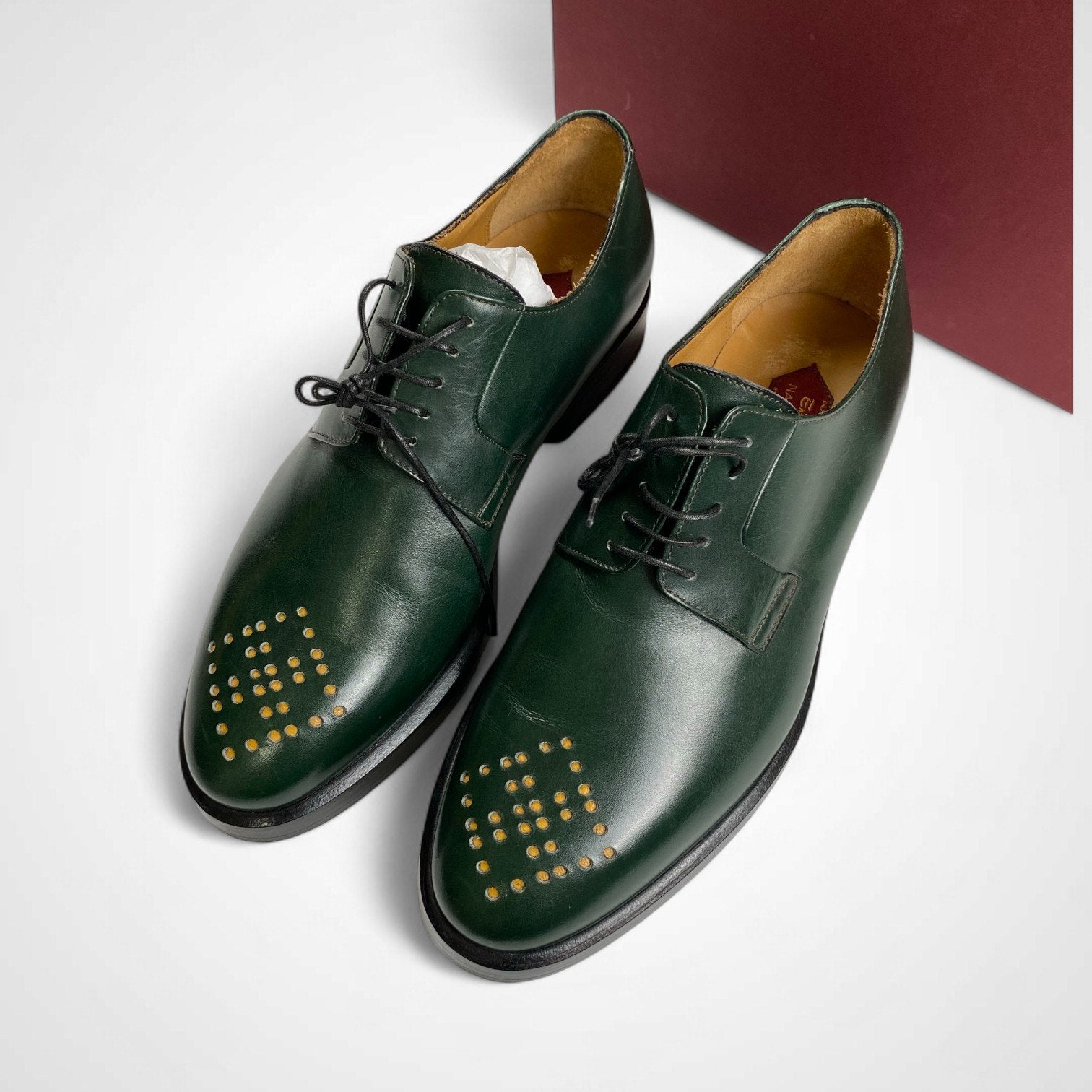 ENZO BONAFE × NAMACHEKO エンツォ ボナフェ ナマチェコ / コラボ メダリオンシューズ ダービーシューズ ダークグリーン 試着程度 参考定価：154,000+tax SIZE:40