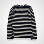 PLAY COMME des GARCONS プレイ コムデギャルソン / ハートロゴ ウールボーダーニット SIZE：S
