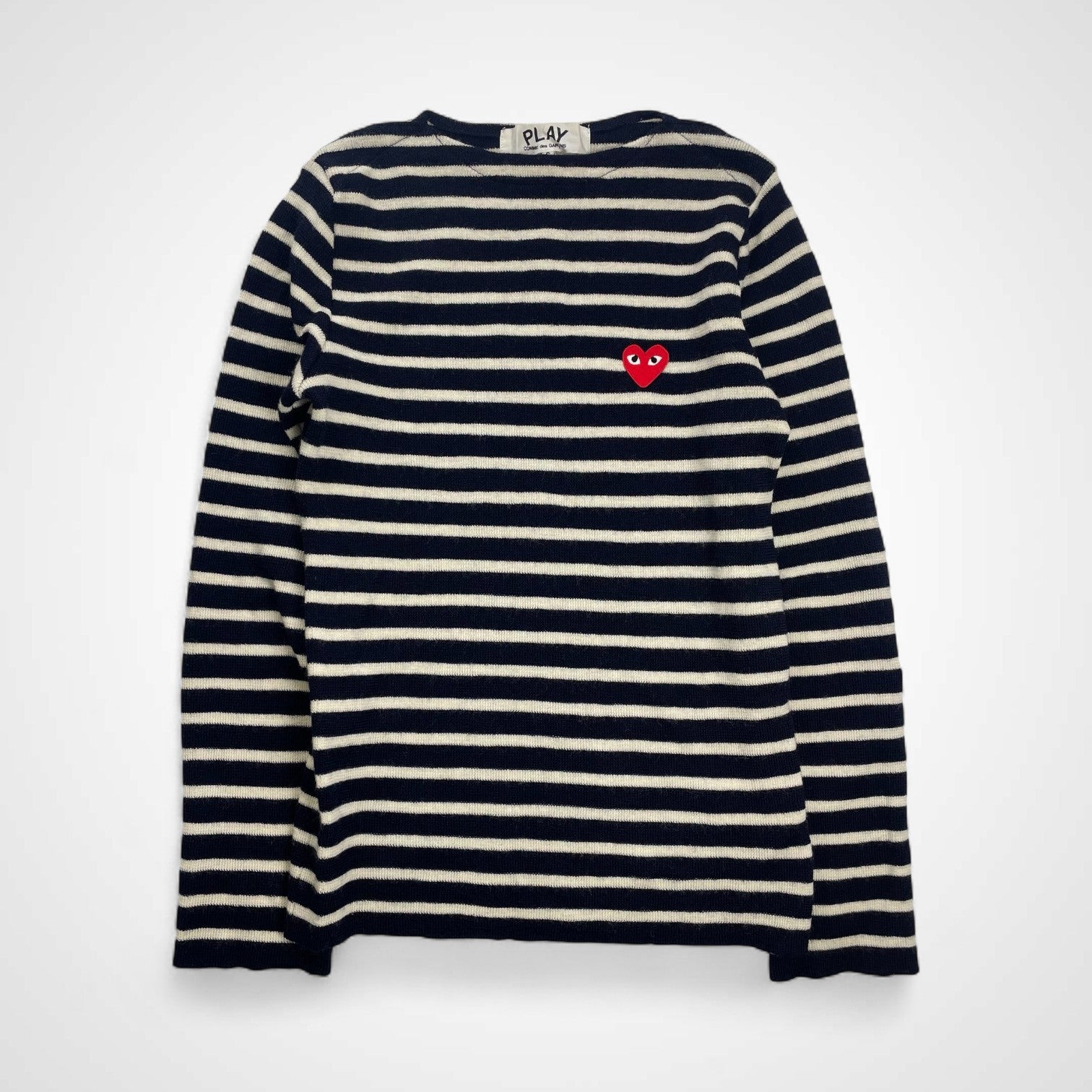 PLAY COMME des GARCONS プレイ コムデギャルソン / ハートロゴ ウールボーダーニット SIZE：S