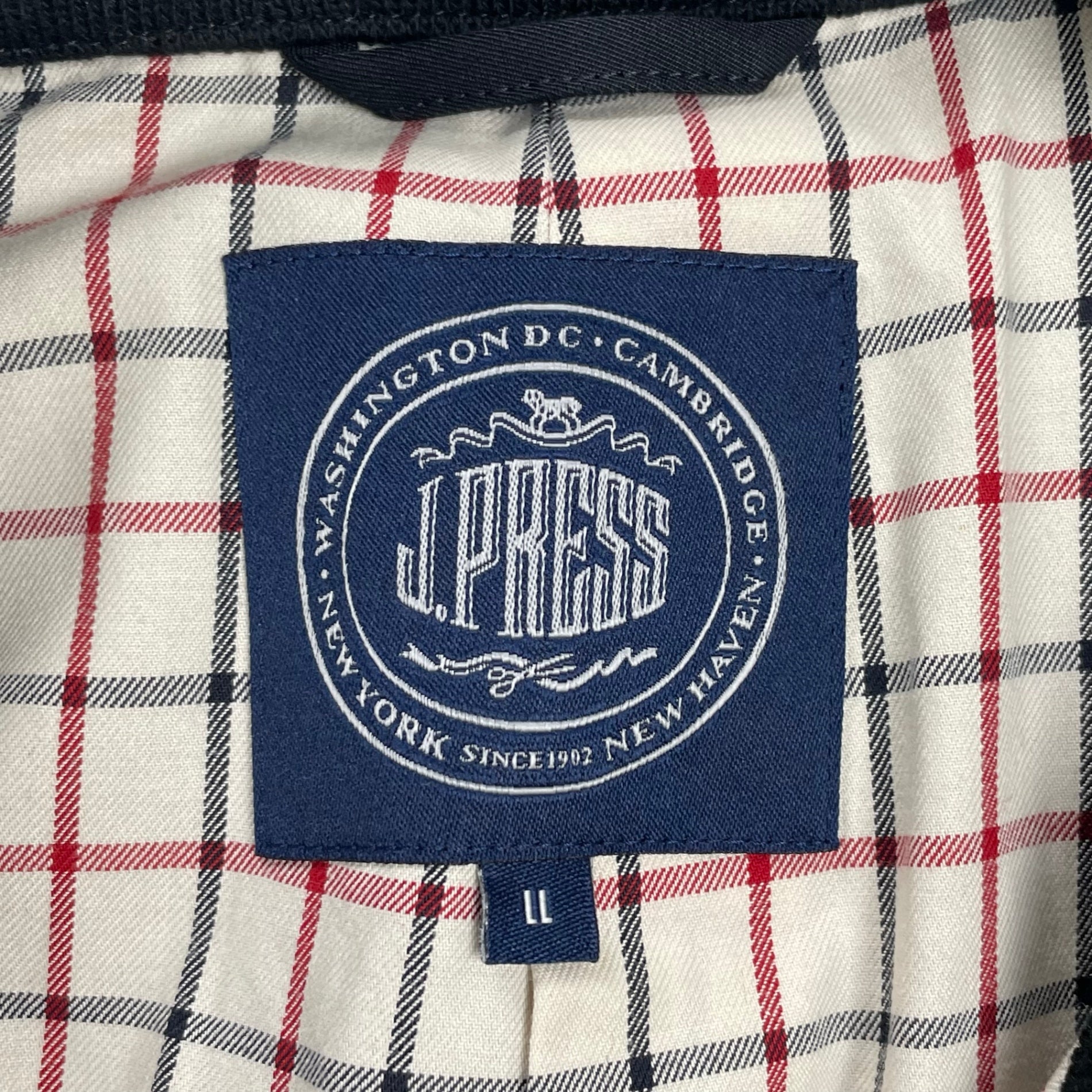 J.PRESS ジェイプレス / G-9TYPE コットンキュプラ ハリントンジャケット ネイビー×ホワイト 極美品 参考定価：50,000程度 SIZE:LL