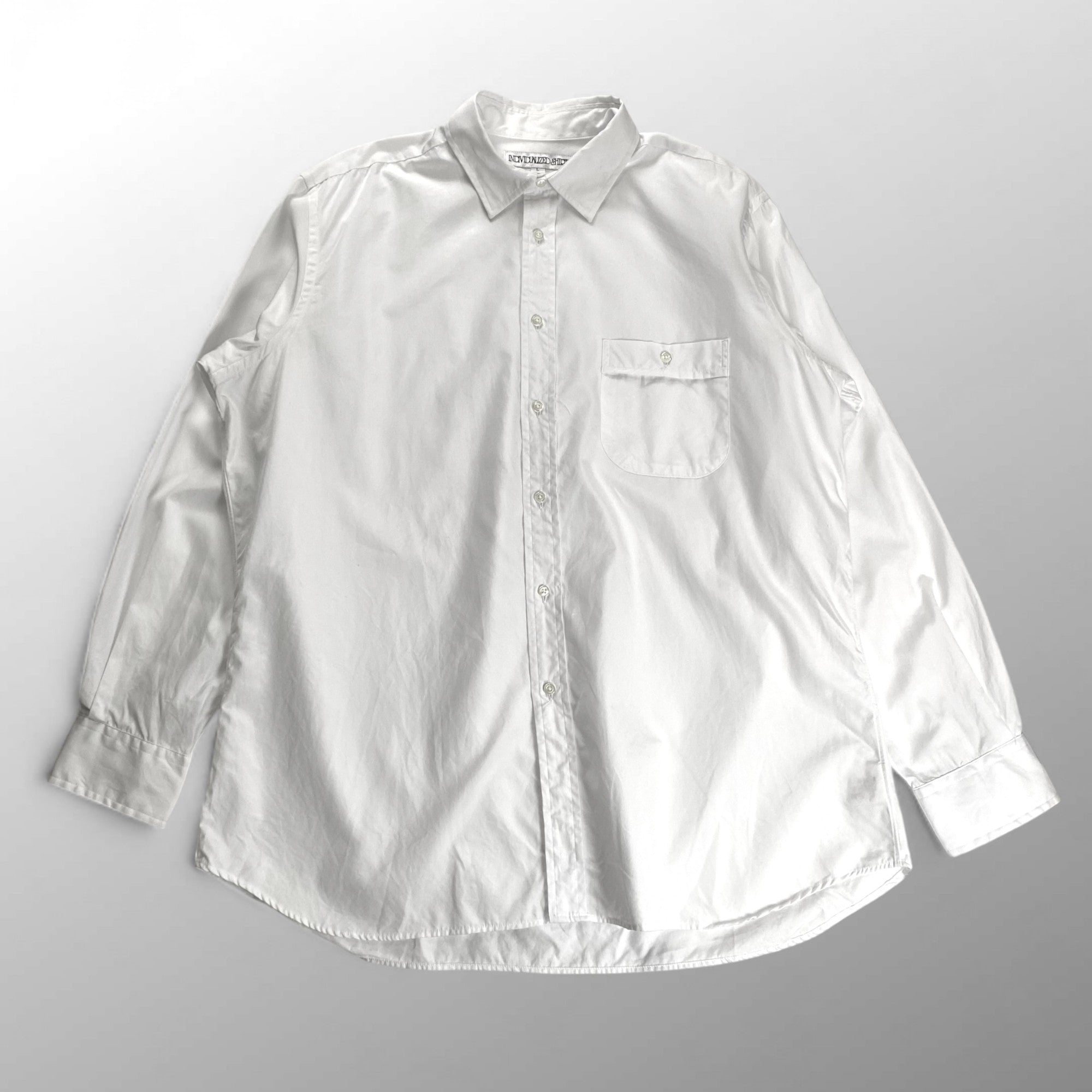 INDIVIDUALIZED SHIRTS インディビジュアライズド シャツ / セミワイド ショートカラー ワイドコットンシャツ USA製 SIZE:L