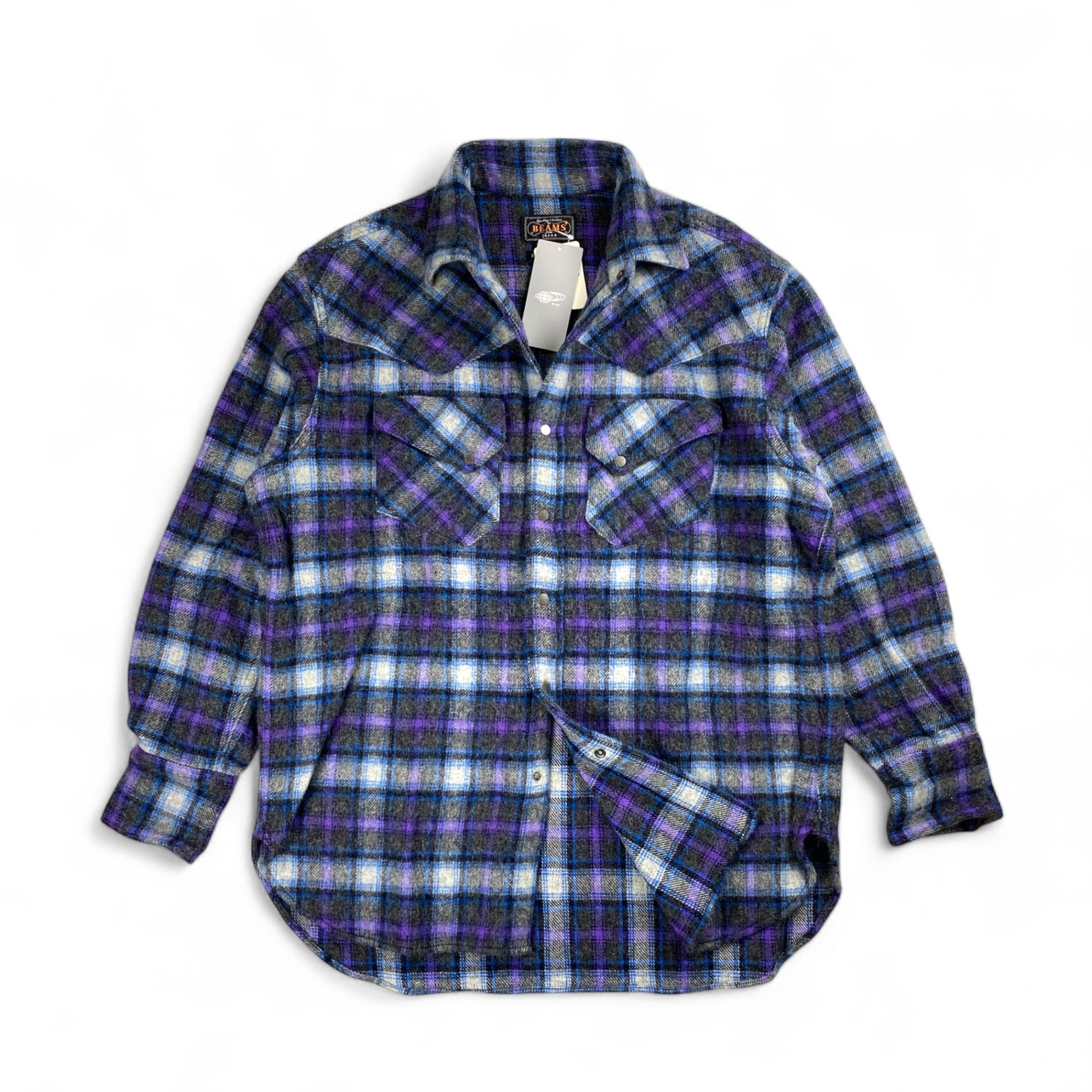【タグ付】BEAMS PLUS ビームスプラス / Western Shirt Wool/Alpaca Plaid Shaggy ウエスタン フランネル チェックシャツ SIZE:M