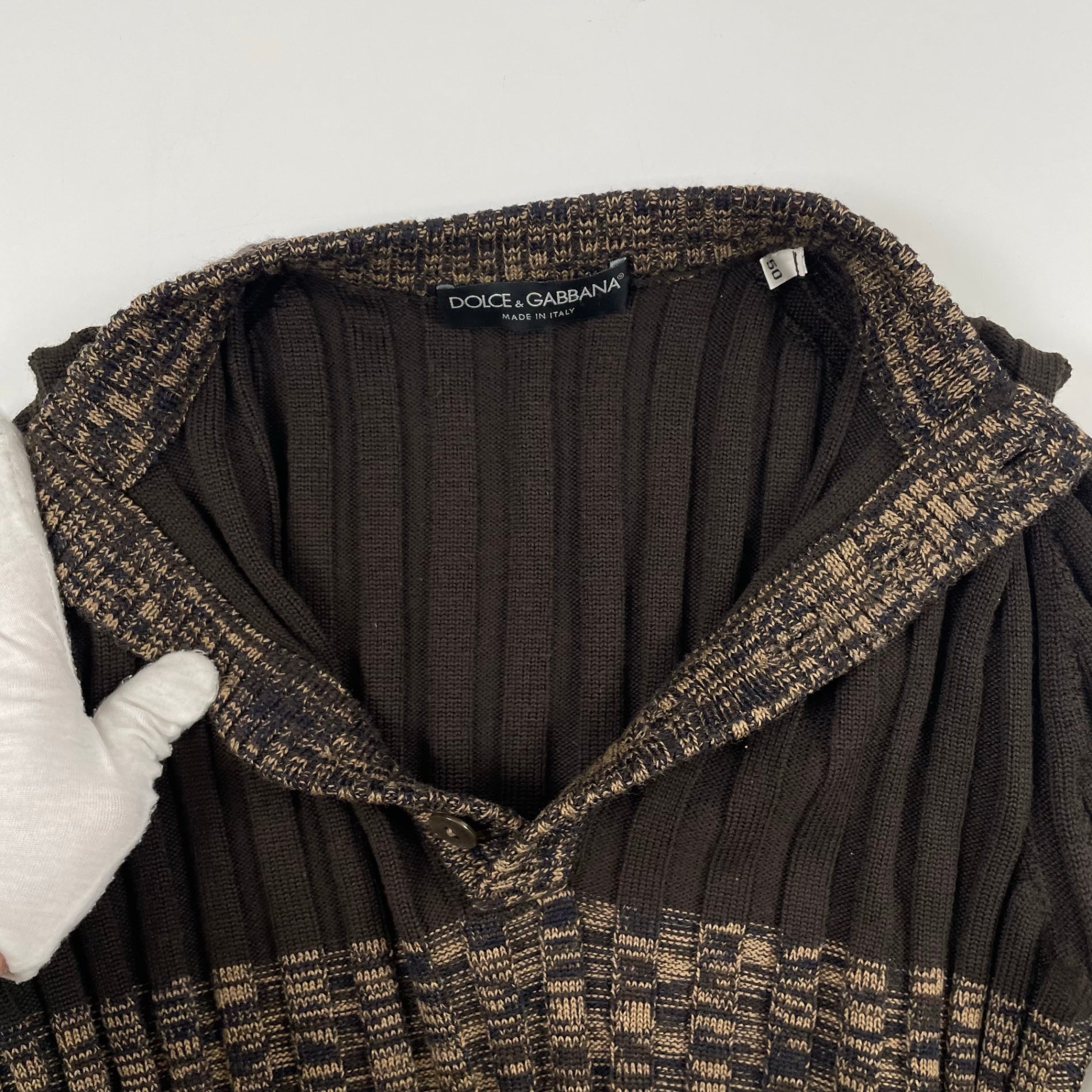 DOLCE&GABBANA / ヴァージンウール ヘンリーネックリブニット  SIZE:50