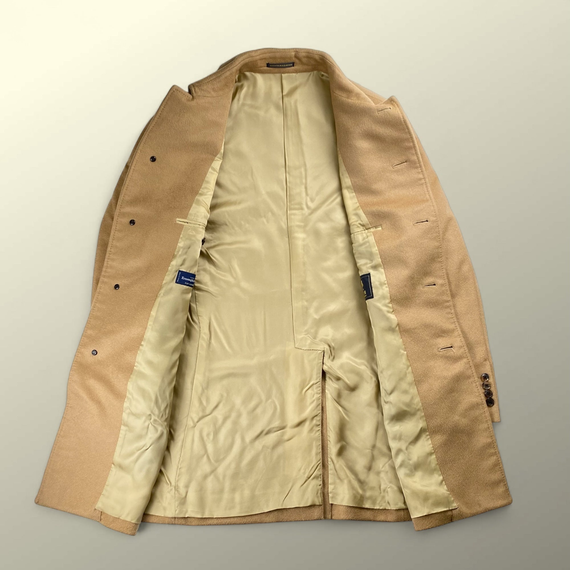 Ermenegildo Zegna社 GINZA YAMAGATAYA仕立て / 最高級ピュアカシミア100％ カシミアコート 水牛ボタン 銀座 老舗テーラー  SIZE：L程度